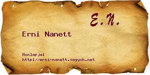 Erni Nanett névjegykártya